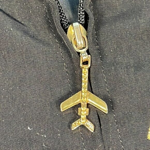 Vintage Mureli 90s Y2K Airline Travel Black Bomber Jacket Full Zip Embroidered M - Picture 8 of 11